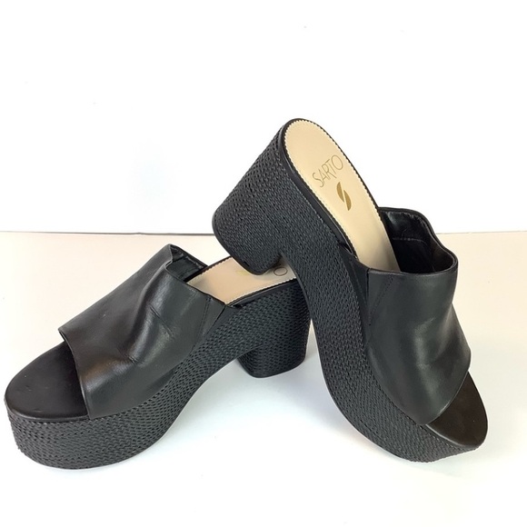 SARTO PLATFORM LEATHER COCO SLIP ON SANDALS 8 - Picture 6 of 6